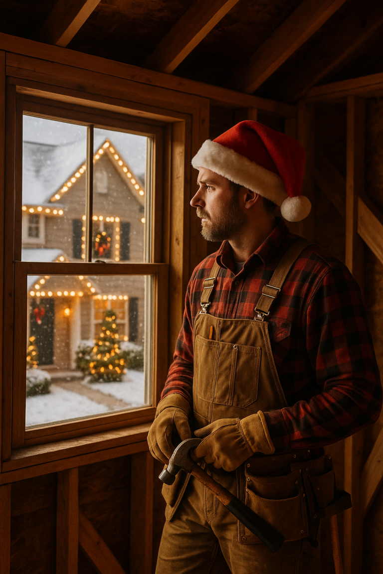 Menuiserie dans l’attique et Noël extérieur